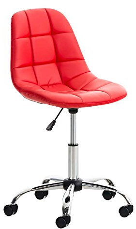 CLP Bürostuhl Emil I Höhenverstellbarer Drehstuhl Mit Kunstleder-Bezug, Farbe:rot