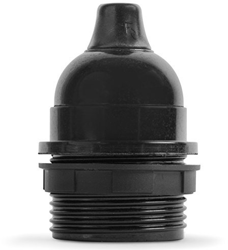 10x Stück - Retro Lampenfassung aus Bakelit, Fassung E27 Teilgewindemantel schwarz mit Klemmnippel