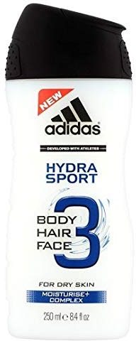 adidas Men gel de ducha 3 in1 – Hydra Sport – Cuerpo, pelo – para piel seca – 3 Pack (3 x 250 ml)
