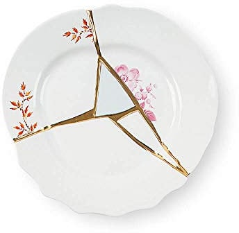 Seletti Kintsugi Assiette à fruits en porcelaine et or 24 carats mod. 1