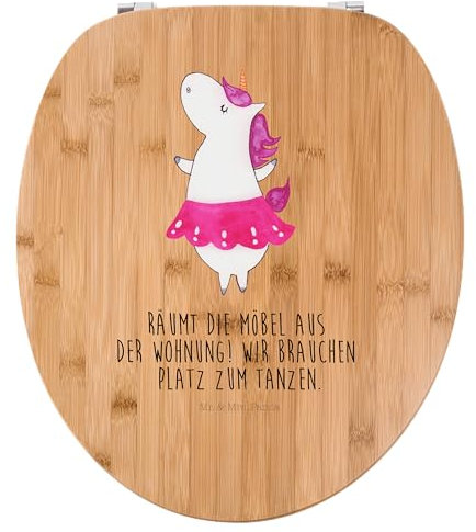 Mr. & Mrs. Panda Motiv WC Sitz Einhorn Ballerina - Geschenk, Geburtstag, Tänzerin, Toilette, Feiern, Einhorn Deko, Einhörner, Klodeckel, WC-Sitz,