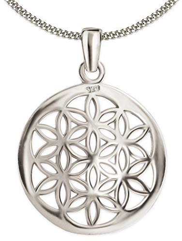 CLEVER SCHMUCK Lebensblume rund Ø 17 mm Damen Halskette Kette Panzer 45 cm Sterling Silber 925 in Geschenkfaltbox