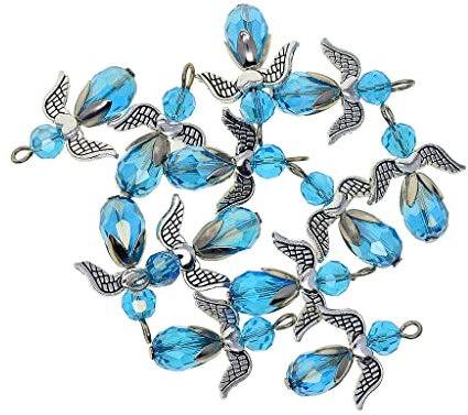 Baoblaze 12pcs Perlen Engel Flügel Charme Anhänger Basteln Schmuck Halskette Perlenengel Anhänger - Königsblau