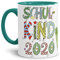 Tassendruck Geschenk Tasse zur Einschulung für Kinder mit Spruch - SCHULKIND 2020 - Geschenkidee zum Schulanfang/Erinnerung Schulbeginn/Erstklässler 2020 Junge - Innen & Henkel Türkis