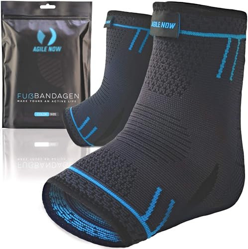 AGILE NOW – Juego de 2 tobilleras deportivas de compresión – Protege las articulaciones de tus tobillos – Tobilleras unisex con soporte antideslizante y transpirable para todos los pies (XL) | Azul