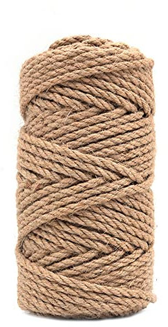 ANCLLO Starke natürliche Jute-Schnur, 5 mm Dicke Jute Seil Schnur, 50m Stark Hanfseil Kunst Basteln Garten Schnur für Geschenke Verpackung, DIY Kunsthandwerk, Garten Bündelung, Heimdekoration