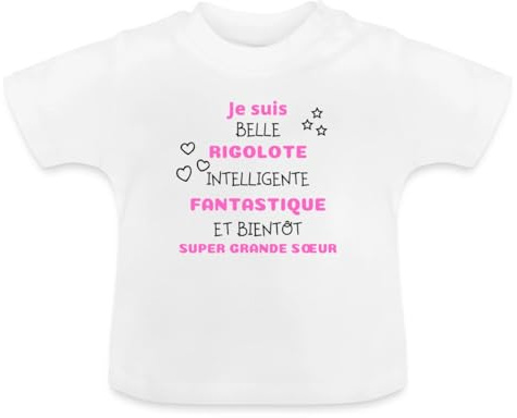 Spreadshirt Bientôt Super Grande Sœur Annonce Grossesse T Shirt Bébé Bio