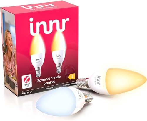 innr Zigbee E14 LED Kerze, White Ambiance, funktioniert mit Hue*, Alexa (Bridge erforderlich) E14 LED warmweiss, Abstimmbares weißes Licht, 2200K - 5000K, 2-Pack