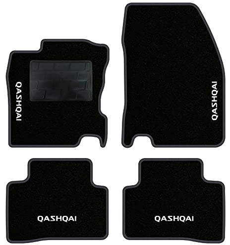 Auto-Fußmatten-Set für Nissan Qasqhai II J11 ab 2014, passgenaues Fußmatten-Set aus Teppich und Gummi (2 vorne + 2 hinten), 4 personalisierbare Stickereien, Farben (Anthrazit)