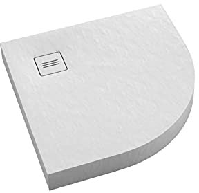 Sellon24® Duschwannen Set Acrylwanne mit Ablaufgarnitur und Abdeckplatte Duschtasse Rutschfest Weiß Bau-Höhe 12 cm (90x90x12 R55)