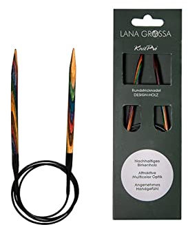 Lana Grossa Rundstricknadel Design-Holz – Stricknadeln aus Birkenholz, ergonomisch & farbig – Ideal für Pullover, Schals, Mützen & weitere Rundprojekte 80/5,5