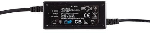 Mextronic LED Konstantstromquelle Trafo Konstantstromquelle LED Netzteil 100-240V AC 450mA 32-42V LED Transformator für LED Beleuchtung