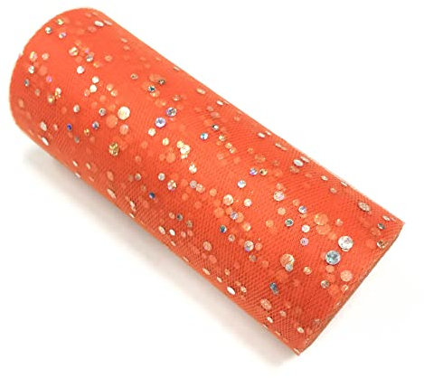 Glitzernde Pailletten Tüll Rolle Hochzeitsdekoration Organza Basteln Geburtstag Partyzubehör Stoffspule Tüll Tutu Kleid 25 Yards x 15cm (Orange)