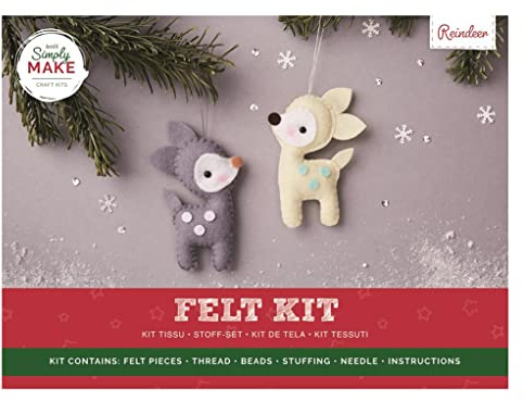 Simply Make Felt Reindeer Craft Kit Pack Of 2, Christmas Craft Accessories, Ideal For Beginner And Experienced Crafters, Great Felt Fabric Craft Set Gift, Ideal For Adult And Older Kids