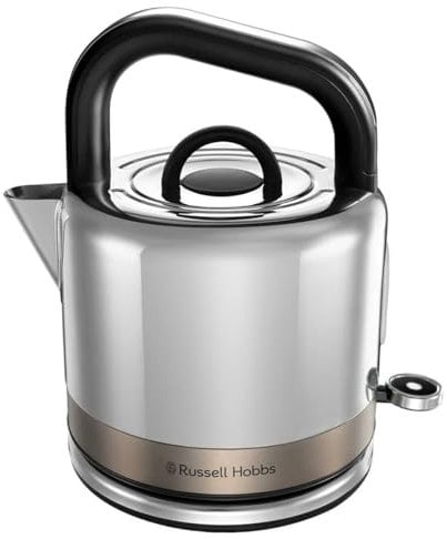 Russell Hobbs - Hervidor de Agua Eléctrico Titanium, 1.5 litros, 2400 W, Filtro Antical, Zona de Ebullición Rápida, Base de 360°, Indicador Nivel de Agua, Acero Inoxidable, Marrón, 26422-70