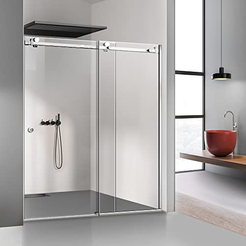 Glissando Inox Porte de douche coulissante 180 x 205 cm à partir de (140/150/160/170/180 x 205 cm), paroi de douche coulissante en verre transparent, 180 x 205 cm, droite)