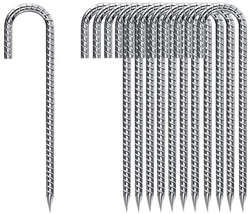 Bodenanker-Heringe-20-StüCk-Verzinkt, Erdanker Bodenanker 30CM J-förmige Stabil Zeltheringe Stahl Trampolin Befestigung für Camping Zelten VordäCher Outdoor