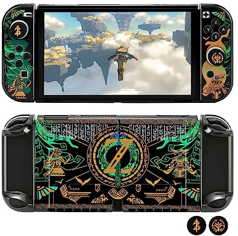 Tscope Custodia protettiva per Nintendo Switch OLED, per Zelda Tears of The Kingdom Hard Shell Dockable Antigraffio Antiurto Slim Cover per OLED Consolo Joy-con (OLED nero)