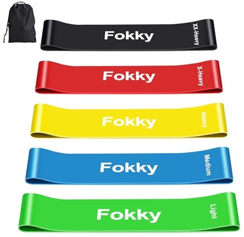 Resistance Bands, 5 Pcs Natural Latex Exercise Bands, Workout Bands with 5 Resistance Levels for Fitness Workouts Pilates Stretching Training Home Gym - Carry Bag Included