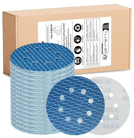 GEOGIEEW 70Stk Schleifpapier 125mm Klett 40 körnung Exzenterschleifer | Profi 125 Schleifscheiben Set für 8 Loch Rund Exzenter Schleifer, Schleifpad für Holz Metall und Auto