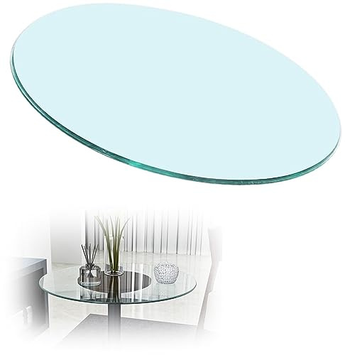 SAGIDAR Tischplatte Wetterfest Rund Sicherheitsglas Klarglas Rund Tischplatte Glasplatte, Super Schön Glasscheiben, Tisch Glasscheibe, 40CM 55CM 65CM 80CM 90CM Gehärtetes Glass Scheibe