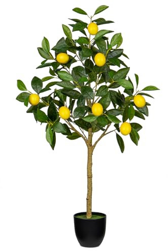 Oairse Artificial Lemon Tree 3ft/91cm Decorative Fake Lemon Plants with 8 Lemon Fruits Large Fake Floor Plants Faux Tree for Indoor Outdoor Home Office Living Room Bedroom Bathroom Decor