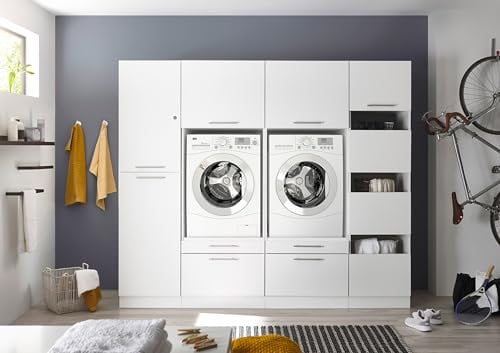 respekta Waschmaschinenschrank Trockner Schrank Wäscheschrank 235 cm Weiß Clara, HWRSET14