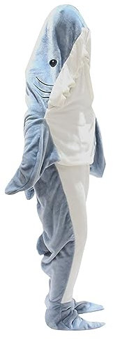Hai Decke Erwachsene Gemütlicher Flanell Hai Decke Kostüm Shark Schwanz Anzug Super Weich Niedlicher Hai Einteiler Geschenk Für Erwachsene Decke Anziehen Blanket Hoodie