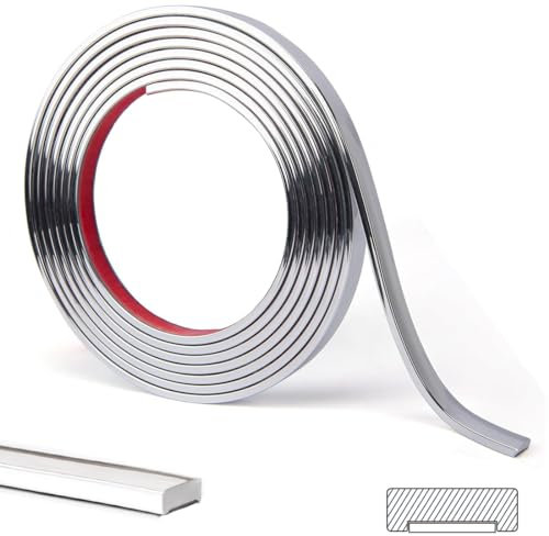 16.4 Ft Peel and Stick Trim,Flexible Peel and Stick Trim Molding,Molding Trim for Wall Tile Edges,Kitchen,Ceilings,Backsplash and Mirrior Frame Decor(Silver)
