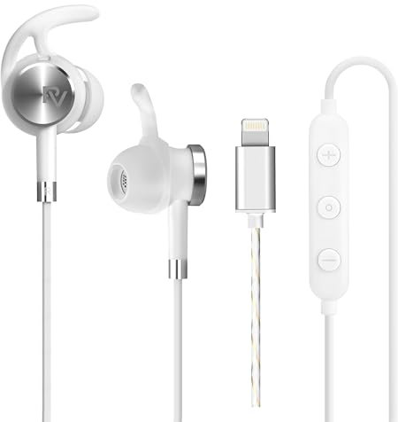 PALOVUE Lightning Earphones with Mircrophone Headphones Earbuds for Sports Workout MFi Certified Noise Isolation Compatible iPhone 14 13 12 11 Pro Max iPhone X/XS Max/XR /8/P 7/P Neoflow White