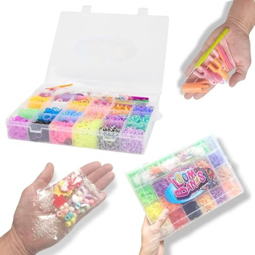 Antevia – XXL 5000 Stück Gummibänder für Armband Riese 4800 Gummibänder + 200 Zubehör | Bastelset für kreative Freizeit | Kinder Erwachsene (Loom)