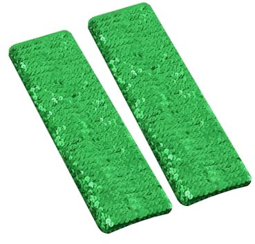 CHICTRY Shiny Sequins Oversleeves Arm Warmer Stretchy Fingerless Gloves Rave Dance Performance Costume Green One Size