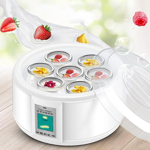Lnlscle Yogurtera, Calentamiento a Temperatura Constante, Revestimiento De Acero Inoxidable/Vidrio, Máquina De Yogur Natto con Pantalla Digital para Hacer Postres Caseros Frescos Y Saludables