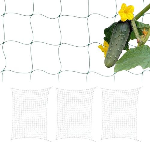 Relaxdays Ranknetz 4er Set, für Gewächshaus, 200x350 cm, Rankhilfe Gurken, Maschenweite 10 cm, Gewächshausnetz, PE, grün