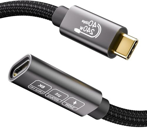 EUDOBEL Cable Extensión USB C 1m,USB 4 40Gbps Vídeo 8K@60Hz,Alargador USB C Thunderbolt 4 Carga Rápida 240W,Compatible con Thunderbolt 3,Macbook Pro,iPhone 15/Plus/Pro/Pro Max,Galaxy S24/S23/22