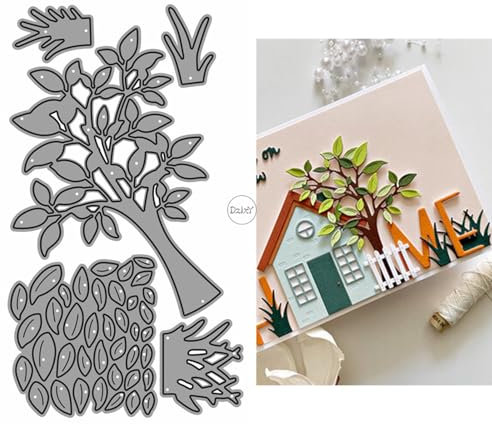DzIxY Patchwork-Bäume, Gras, Metall-Stanzformen für Kartenherstellung, Prägepapier-Stanz-Set, Scrapbook-Schablonen, Zubehör, Maschinenvorlagen