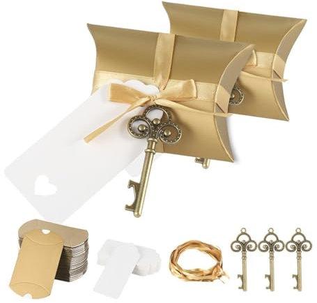 ZHOUXYFDC Abrebotellas con Llave 50 unids/Set Caja de Dulces abridor de Botellas Regalo de Recuerdo de Boda Suministros for Fiesta de Bienvenida al bebé(Auburn)