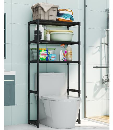 Hapihom 3-Tier Over The Toilet Storage Shelf,Bathroom Over Toilet Storage Rack,Freestanding Space Saver Bathroom Shelves Over Toilet For Bathroom Restroom