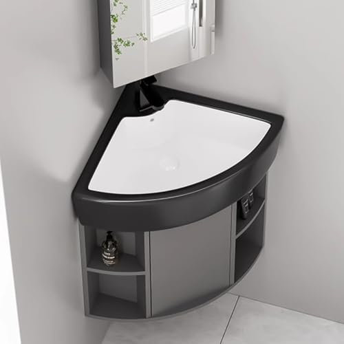BRCYKRWY Lavabo da Bagno in Ceramica Lavabo Ad Angolo su Piedistallo Lavello Cucina Mobile da Bagno con Rubinetto E Scarico Lavabo Bagno Angolare con Mobile Lavandino da Casa per Cucina E Bagno