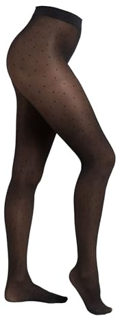 Camano Damen Thermostrumpfhose 2in1 80DEN Punktmuster in 20 DEN Transparent Optik warm und elegant 2in1 dot 1er Pack