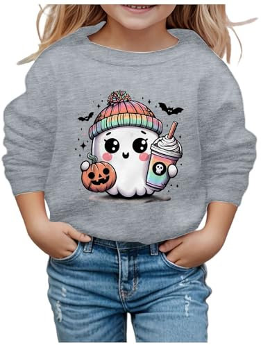 NaLatia Baby Halloween Kostüm Halloween Pullover Damen Sweatshirt Damen Ohne Kapuze Pullover Kürbisse Und Geister Drucken Langarm Rundhals Pulli Halloween Druck Festival Festlich Langarmshirt