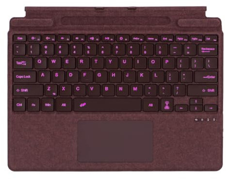 Type Cover for Microsoft Surface Pro 8 Pro 9 Pro 10/ Pro X Pro 11 Generation, Portable Slim Wireless Keyboard with Touchpad Tablet Keyboard (Burgundy, Backlit)