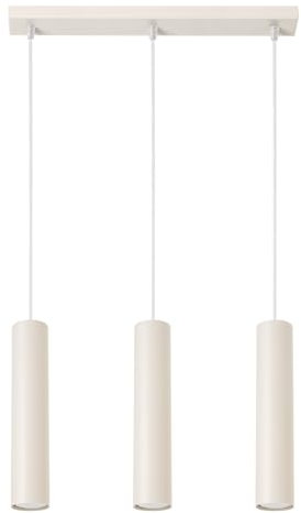 SOLLUX lighting Hängelampe Pendelleuchte Hängeleuchte Deckenlampe Lampe Decke Stahl 3 Flammig 45 x 6 x 98 cm Beige Lagos