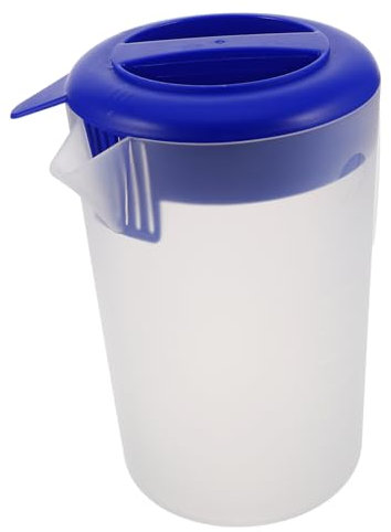 Cabilock Jarra de Agua de Plástico con Tapa y Jarra para Bebidas Frías y Calientes Medidor con Diseño de Boca Ancha para Helado Limonada