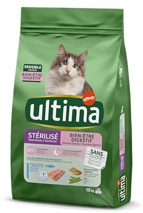 Ultima Bienestar Digestivo - Pienso para Gatos Esterilizados con Digestión Sensible con Trucha - 10kg
