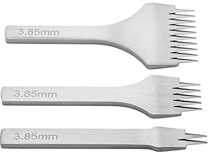 Juego de Herramientas de Punta Perforadora de Acero 2/5/10 para Manualidades de Cuero, Juego de Cinceles para Costura de Cordones (Espaciado 3,85 mm)