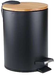 kitchen bin， 5L Trash Can Type Garbage Bin Round Rubbish Bucket Multifunctional Bathroom Kitchen Living Room Office Dustbin, 3L/Black/(3L/Black/(17 * 23.5cm))
