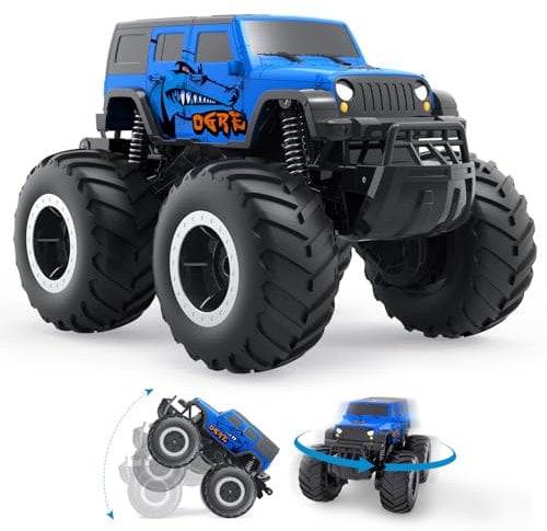 Gindoly 2,4 GHz Ferngesteuertes Spielzeugauto Monstertruck, 4WD 15+ km/h Hobby Offroad RC Auto, Wasserdicht Geländewagen Auto mit 2 Batterien, Spielzeug für Kinder ab 6 7 8 9 10 11 12 Jahre-Haie