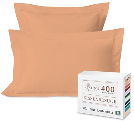 Pizuna Oxford 2er Pack Kissenbezug 50 X 75 Baumwolle Pfirsich 400 Fadenzahl