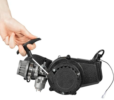 49.85cc Fahrrad Motor 2-Takt Pocket Bike Seilzugstarter, Einzelzylinder mit Praktischer Vergaser Luftfilter Fahrradmotor E Bike Zubehör für Mini Dirt Bike, Beach Bike, ATV oder Roller